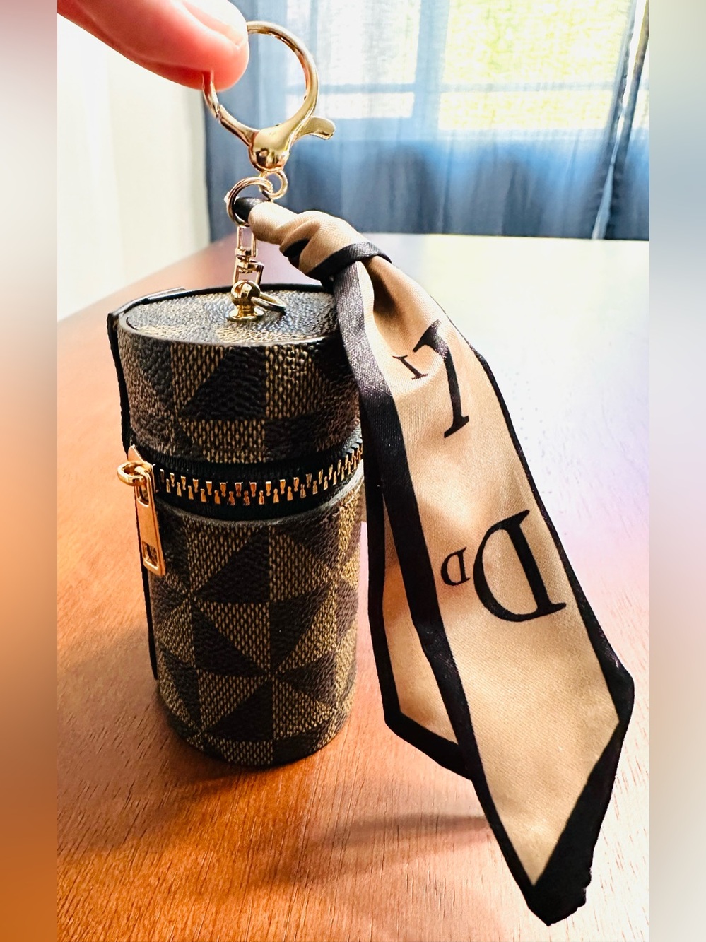 Luxury Barrel Purse Keyring - Brown and Black